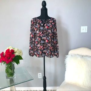 White House Black Market Floral Long-Sleeve